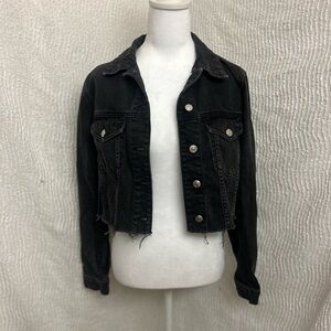 Black Denim Jacket Topshop Size Small 4 Jean Jacket Basic 90s Grunge